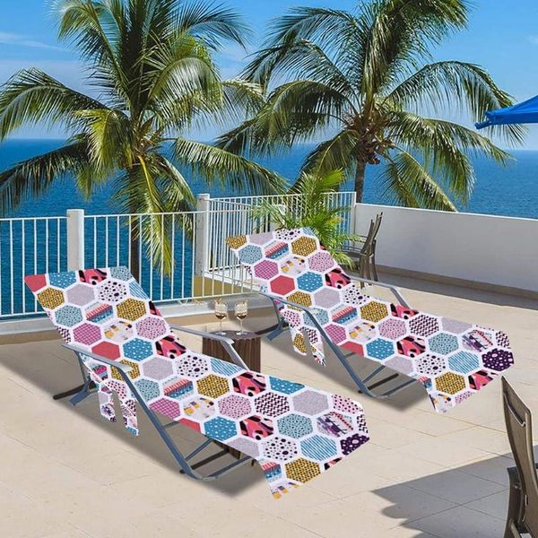 

chair covers b9hf colorful geometry pattern beach chaise lounge cover with side pockets no sliding microfiber quick dry bath towel for