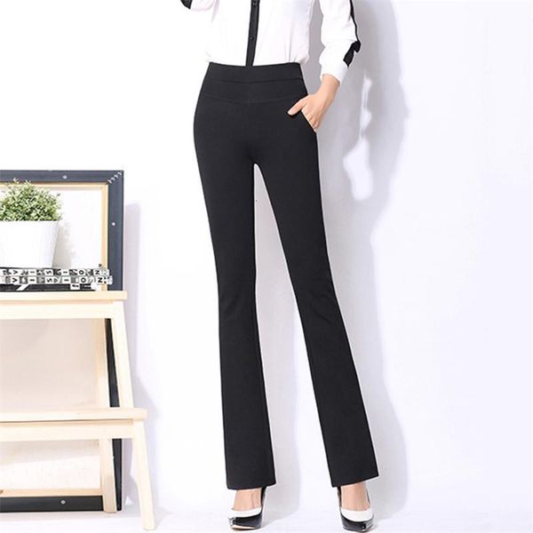 

2021 spring fall high-waisted extension of the solid office lady formal elastic long-skinny female pants t367 4abe, Black;white