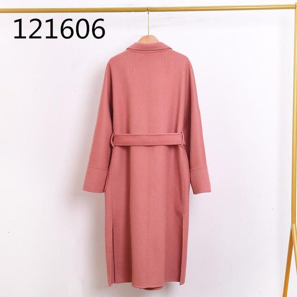 

women's wool & blends winter ladies' temperament commuting double-sided coat medium length loose woolen coat] 121606, Black