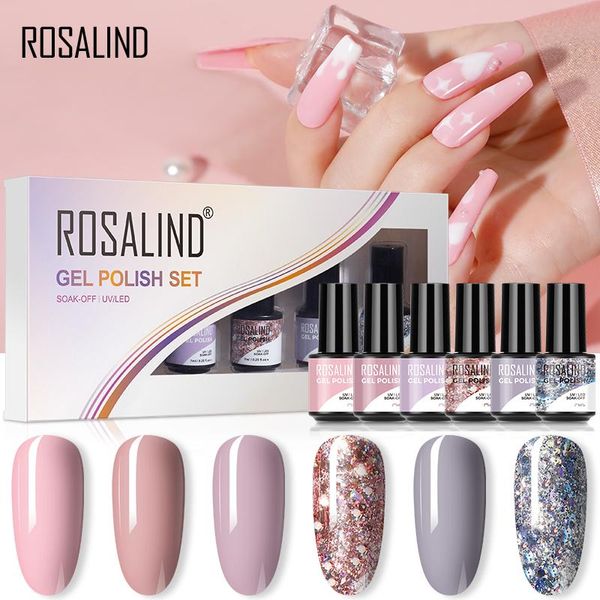 

nail art kits rosalind 7ml gel polish set 2/4/6/8pcs glitter for manicure uv hybrid varnish semi permanent