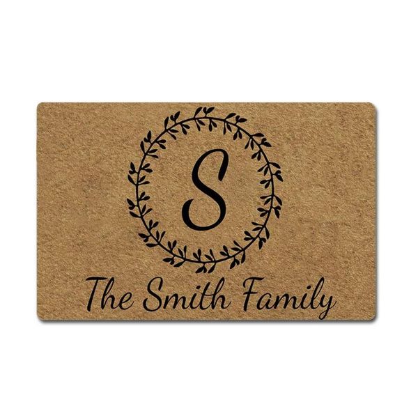 

cushion/decorative pillow custom family name personalized doormat wreath letter door mat rubber non-slip entrance rug floor welcome
