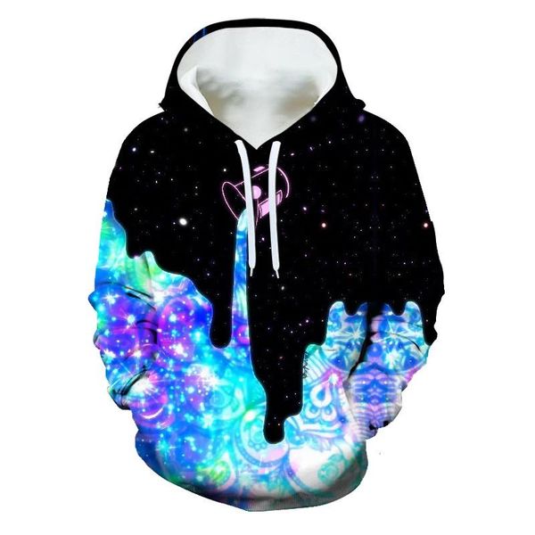 

men's hoodies & sweatshirts men women fashion brand paint splatter 3d print harajuku style casual hoodie hipster rainbow hooded sweats, Black