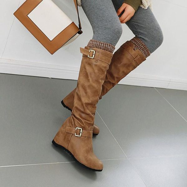 

boots women western cowboy knee winter warm 2021 autumn and fashion outdoor punk high shoes a66, Black