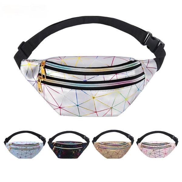 

waist bags geestock holographic bag for women glitter fanny pack waterproof geometric belt fashion laser phone pouch