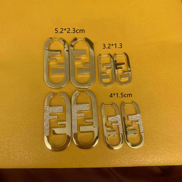 

new brass letter f earrings with diamond earring for women charm jewelry not fade for birthday gift large size, Golden;silver