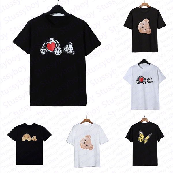 

fashion bear printed summer t shirt man woman bla white te mens short sv polos cloth size s-xl, White;black