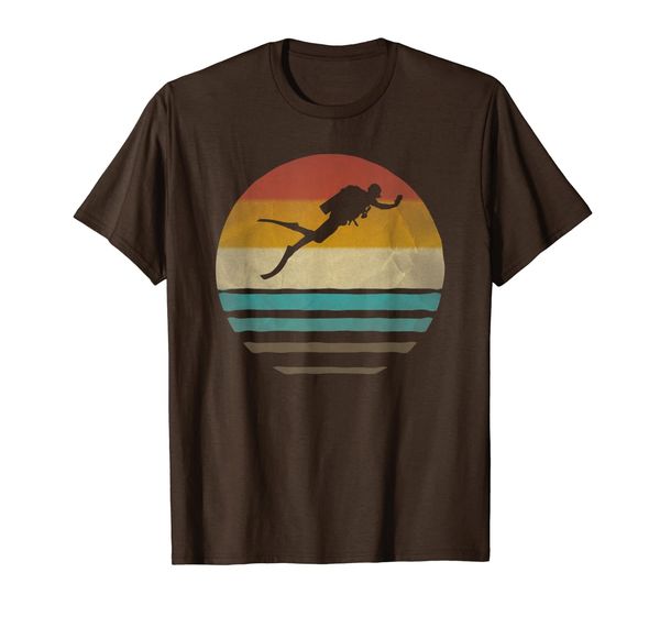 

retro vintage sunset scuba diving diver cute funny gift t-shirt, White;black