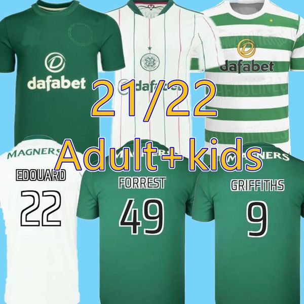 

2021 2022 celtic soccer jerseys 21 22 mcgregor griffiths sinclair forrest brown rogic christie home third football shirt men kids kit, Black;yellow