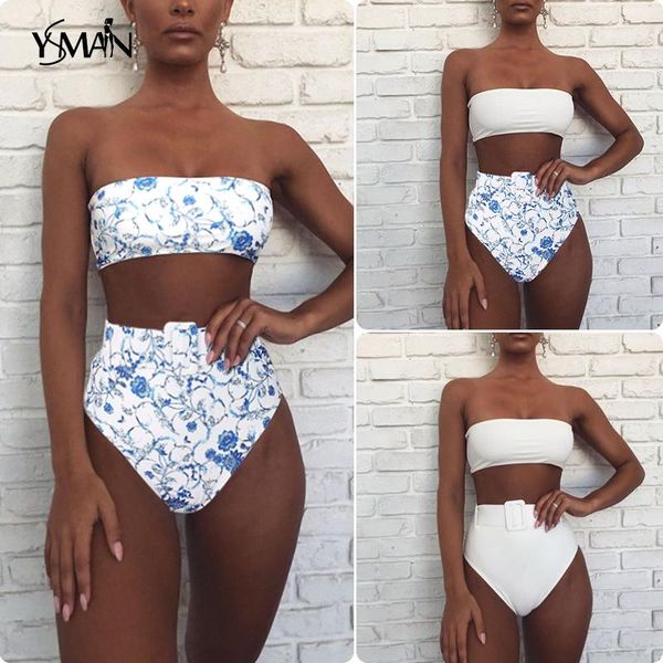 

yisiman bathing suit high waist bikini set 2021 fashion biquini bandeau bikini set swimwear female two pieces swimsuit