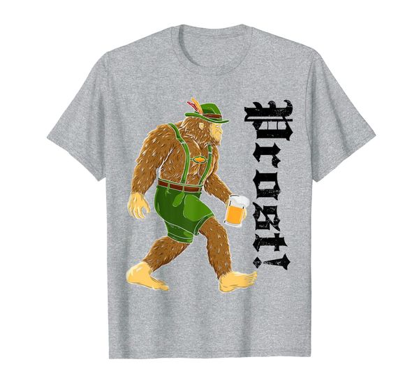 

prost bigfoot lederhosen with beer mug german stein print t-shirt, White;black
