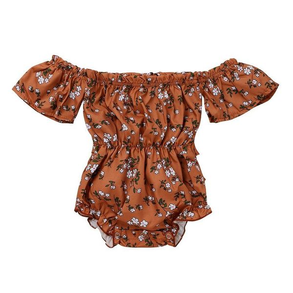 

jumpsuits 2021 summer born baby girl off shoulder floral romper jumpsuit one pieces clothes, Blue