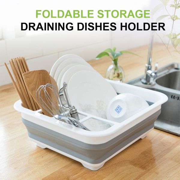 

kitchen storage & organization multifunction household foldable dish rack drainer tray cutlery knife fork holder sink organizer