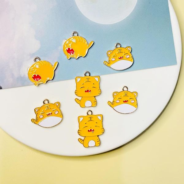 

charms 10pcs alloy drip oil charm cute little tiger pendant diy jewelry accessories animal earrings cartoon enamel, Bronze;silver