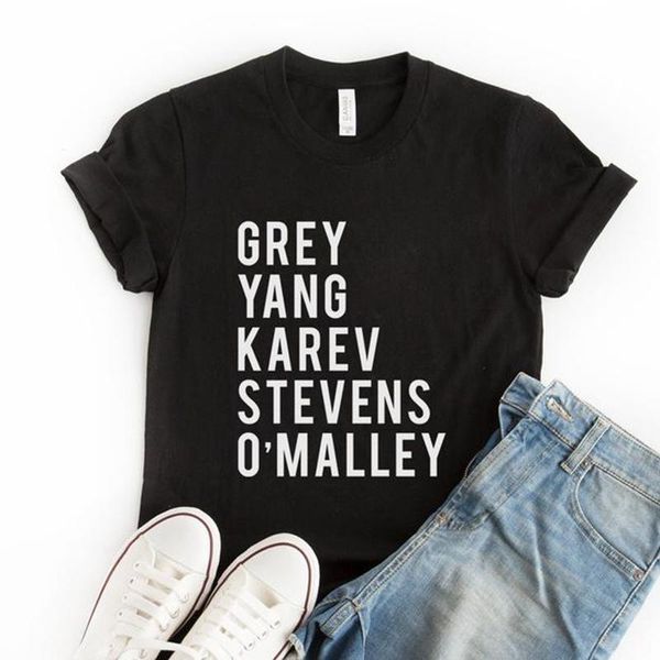 

women's t-shirt grey's anatomy tv shows women gray yang karev stevens o'malley t shirts summer fashion cotton graphic tee fan, White