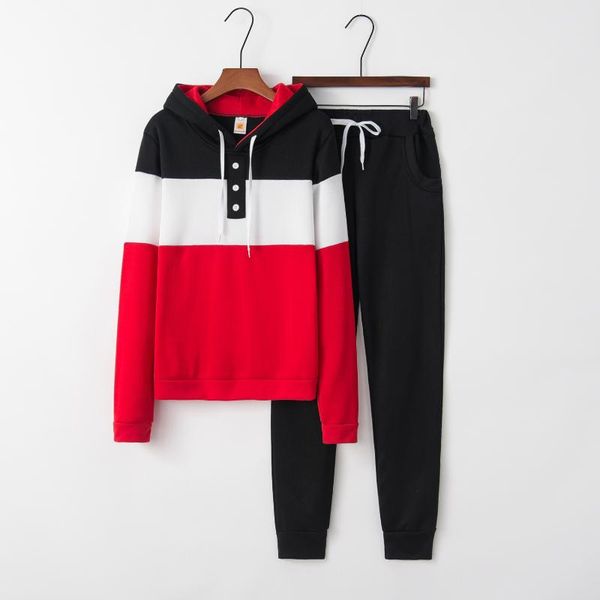 

two piece dress patchwork warm 2021 design fashion suit set women tracksuit two-piece style outfit sweatshirt sport wear, White