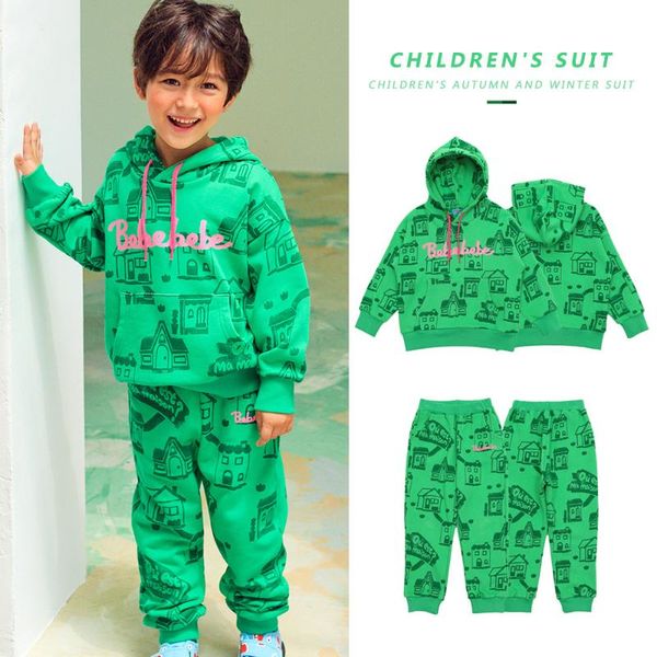 

clothing sets children's sweatshirt 2021 fall hooded shirt girls boys sports jacket pants clothes, White