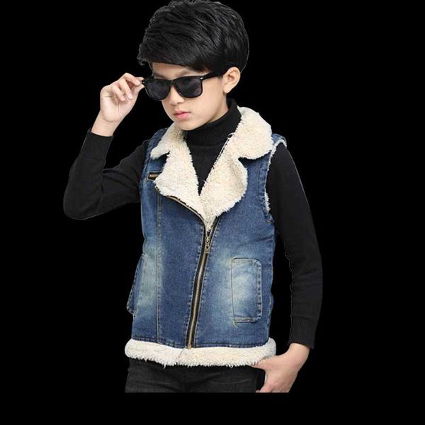 

waistcoat boy patchwork denim vest jacket for boys thick lamb cashmere children autumn fashion winter clothes, Camo