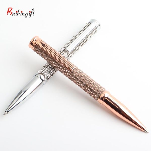 

ballpoint pens baikingift diamond crystal pen ring wedding office 0.7mm student stationery for gift custom logo, Blue;orange