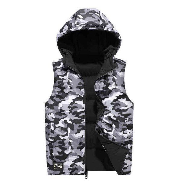 

couple jacket vest men's autumn and winter camouflage sleeveless jacket warm large size men's vest double-sided jacket m-8xl 21110, Black;white