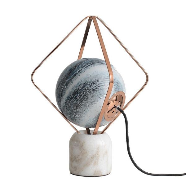 

new design table lamp creative bedroom study planet glass lamp fashion home l art decor desk lights marble base dropshipping
