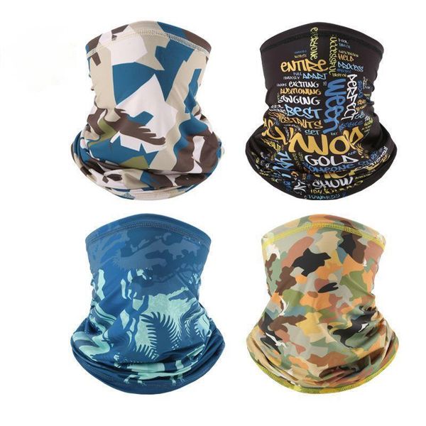 

scarves men outdoor cycling sports cold feeling silk hairbands multifunctional breathable uv face camouflage neck turban, Blue;gray