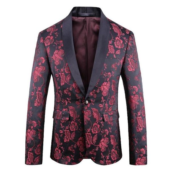 

men's suits & blazers men's jacquard suit embroidered dress autumn and winter large size high-end european veste costume homme red, White;black