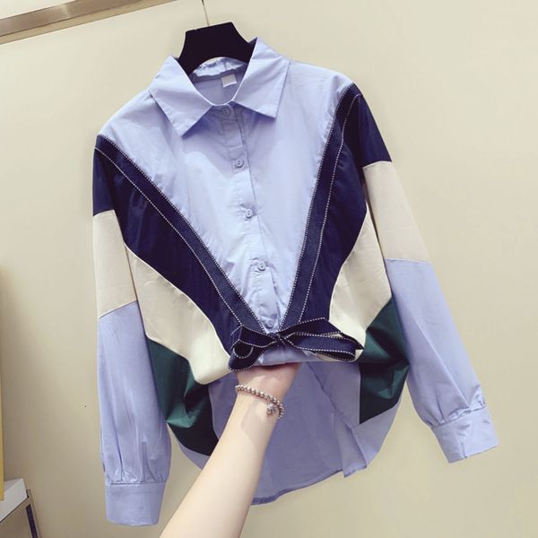 

2021 Spring Young New Office Lady Slashes Turn Down Collar Arch Decoration Loose Shirt Zm5a, White