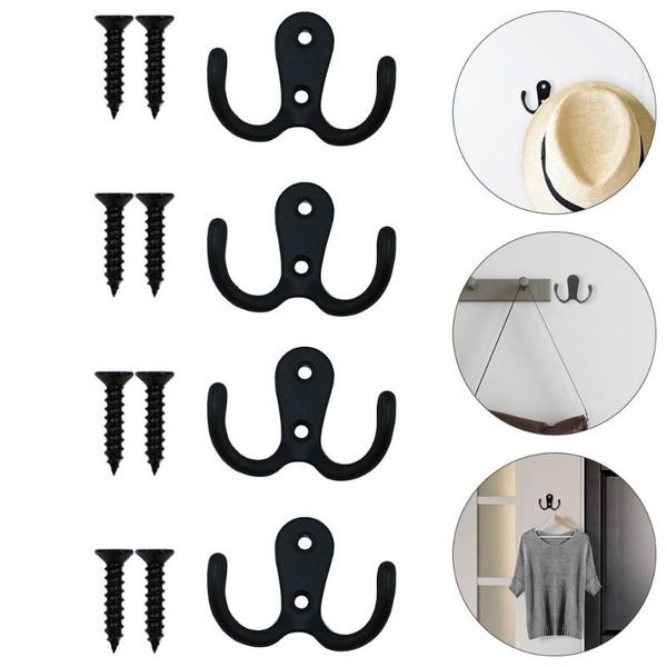 

hangers & racks 24 pcs 1 set wear-resistant hooks closet coat with screws (black)
