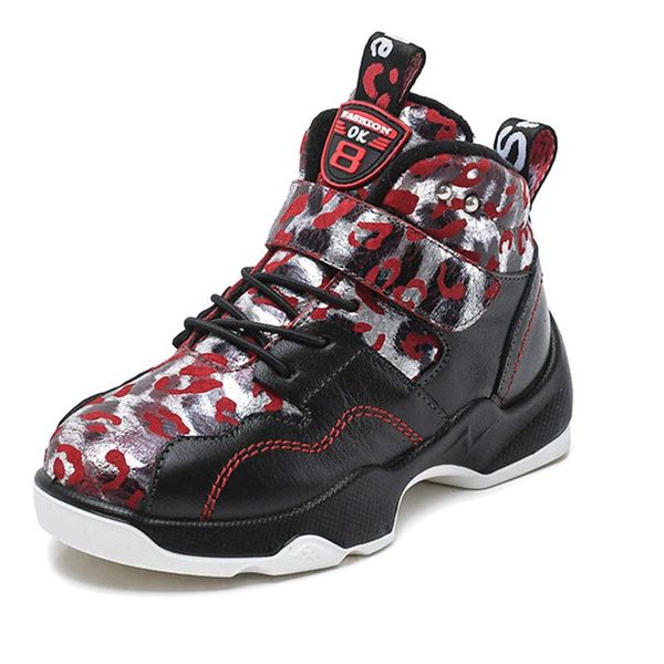 

sneakers hobobear boys winter plus velvet warm casual high-children's waterproof non-slip leather boys' sports shoes, Black;red