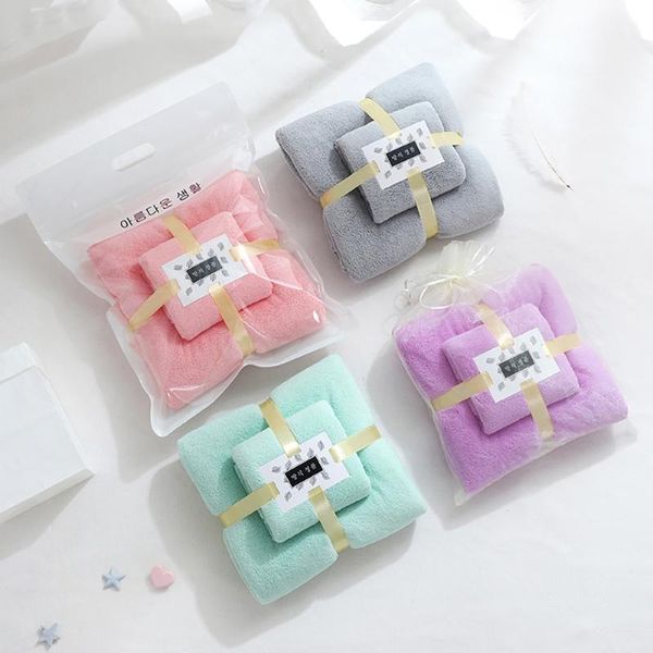 

towel coral fleece bath luxury set gift portable 2-piece