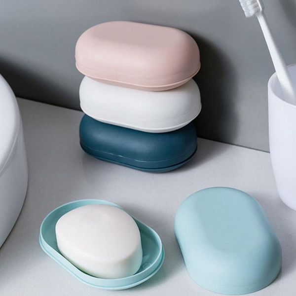 

soap dishes travel dish box case holder hygienic easy to carry round pearl