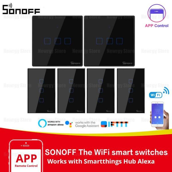 

smart home control 1-10pcs sonoff wifi touch switch life via app wireless alexa remote us eu uk standard 3 gang light