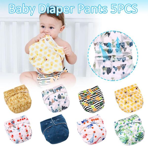 

cloth diapers 5pc reusable baby diaper nappy waterproof cartoon washable adjustable nappies