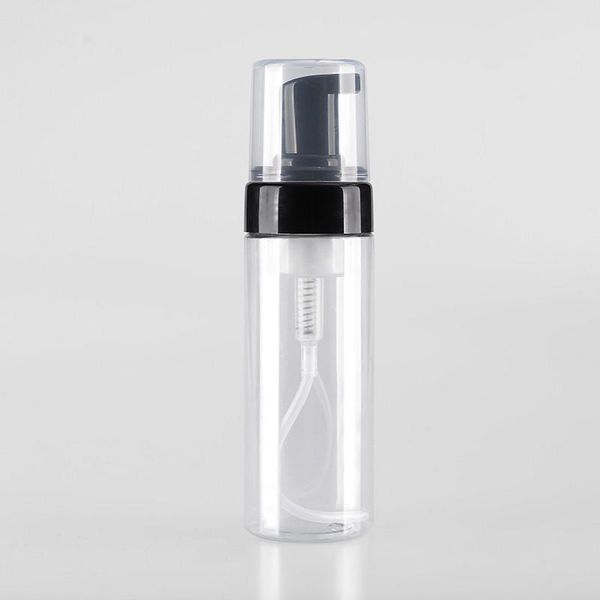 

6ps/lot empty 200 ml plastic white clear liquid soap dispenser facial cleanser foam bottle with black foamer