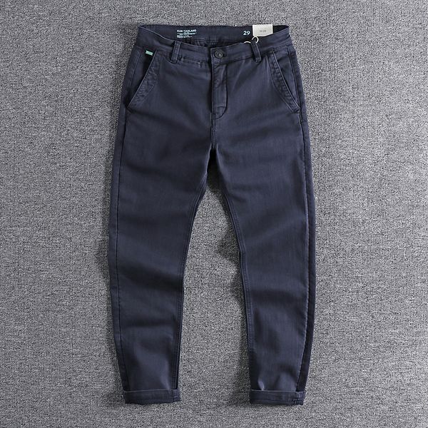 

2021 european and american mini elastic youth slim tapered leggings versatile men's casual pants trouser 0579 nj98, Black