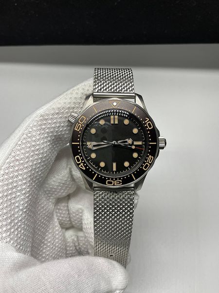 

luxury watch vs factory no time 300m titanium bezel titanium case black dial 42mm swiss 8806 movement mens automatic watch, Slivery;brown