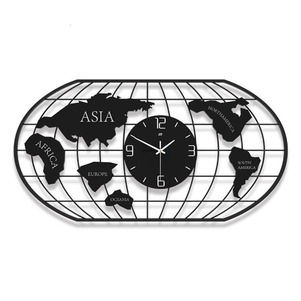 

2021 new metal 3d slient watch map world watches of the house room be present art wall decoration qsih