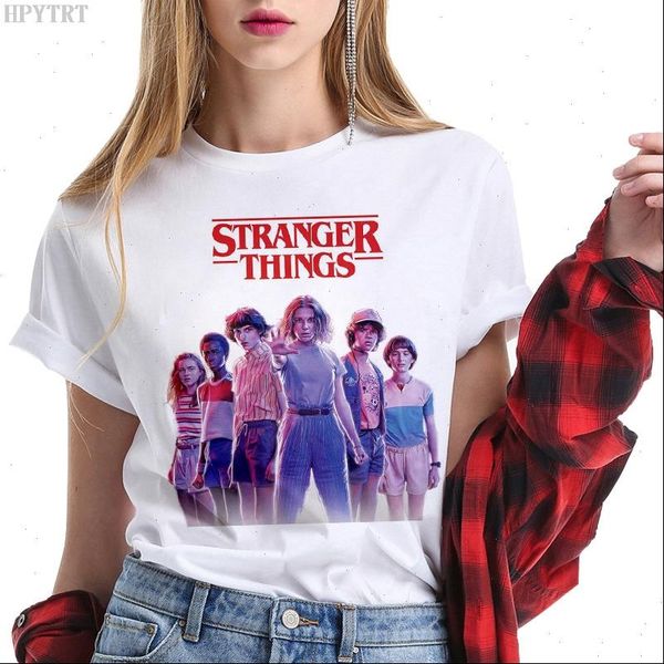 

stranger things printing leisure t shirt harajuku womens summer short sleeve t shirt fashion street clothing female tshirt, White