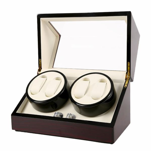 

watch boxes & cases 4 automatic winder box watches storage jewelry holder display pu leather quiet shaker motor winding case carbon, Black;blue