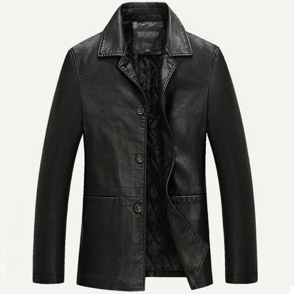 

men's fur & faux man jaqueta masculinas inverno couro leather jacket men soft pu male business casual coats large size xxxl 4xl, Black