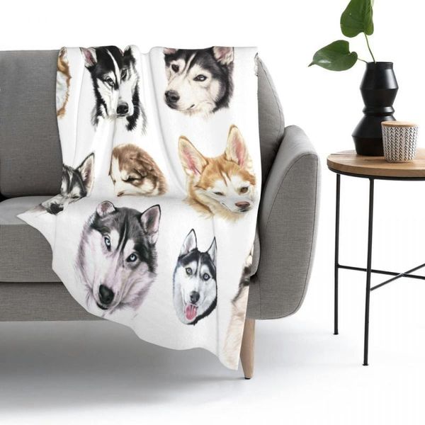 

blankets husky collage blanket flannel multi-function throw sofa for home bedroom travel throws bedspread quilt