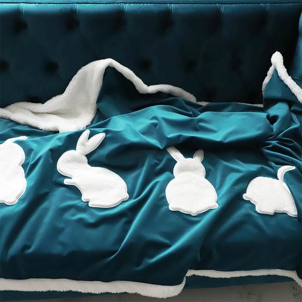 

blankets velvet bed tail blanket european model room sofa wool