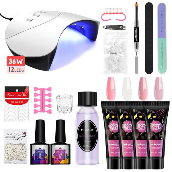 

phoenixy uv and led semi-permanent nail polish nail set with uv led lamp acrylic gel for nails 48w lamp poly gel kit