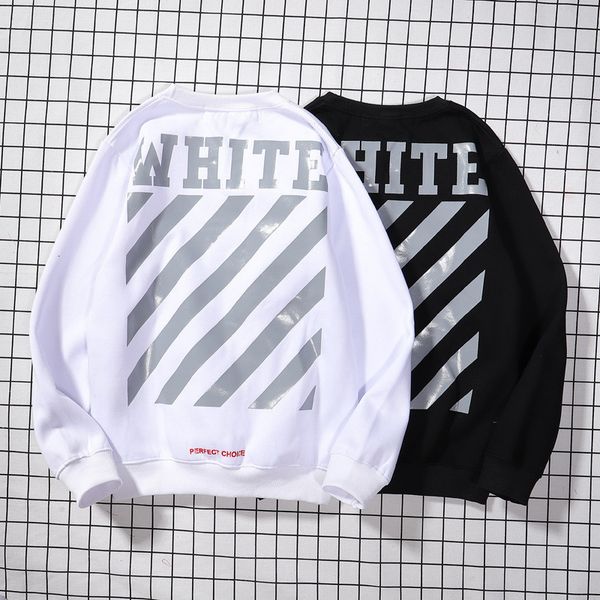 

men's and women's round neck plush sweater printed with trendy spot line, Black