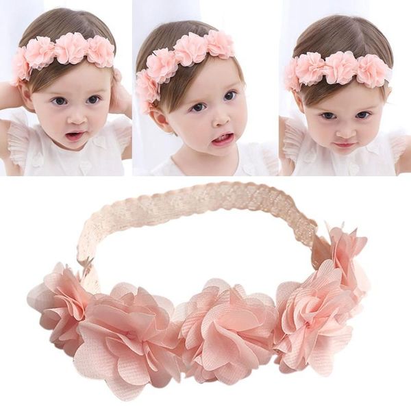 

hair accessories flower baby headband pink ribbon bands handmade diy headwear for children born toddler, Slivery;white