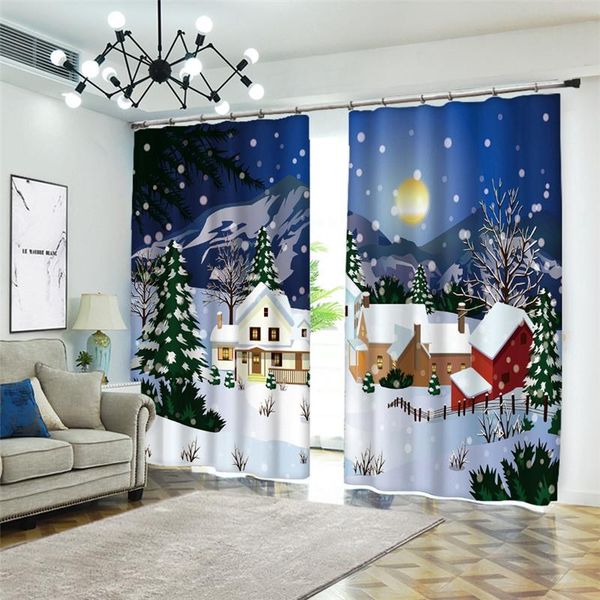 

curtain & drapes christmas balcony decoration snowman cartoon 3d digital printing curtains thickened waterproof for living room bedroom