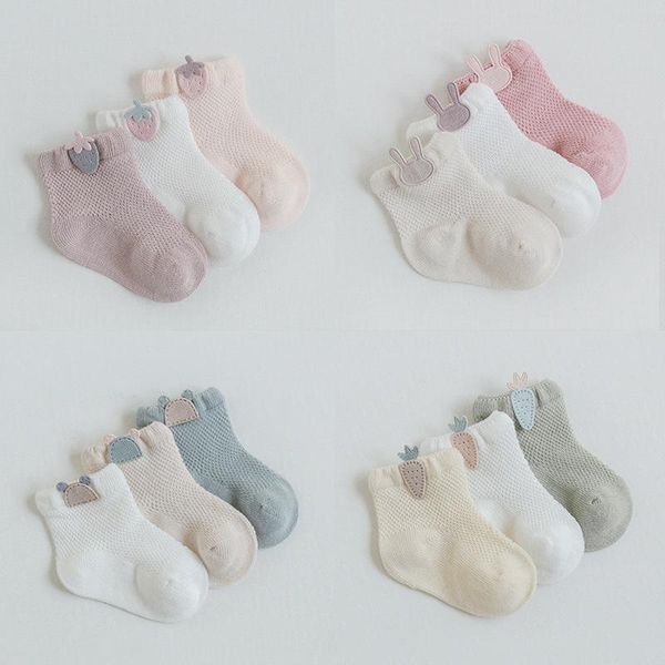

baby girl socks born infant cotton 3 pairs summer 2021, Pink;yellow