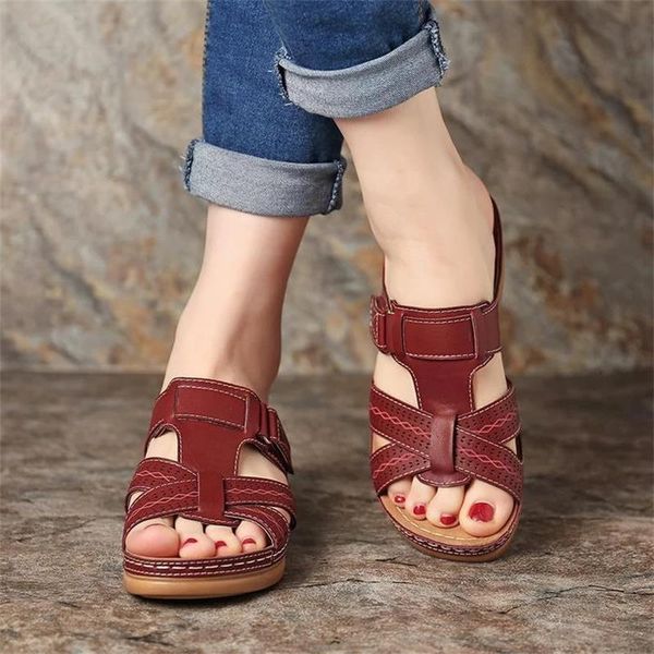 

2021 summer women's sandals flat buckle strap comfortable ladies slides slip on beach wedges shoes plus size female slippers, Black