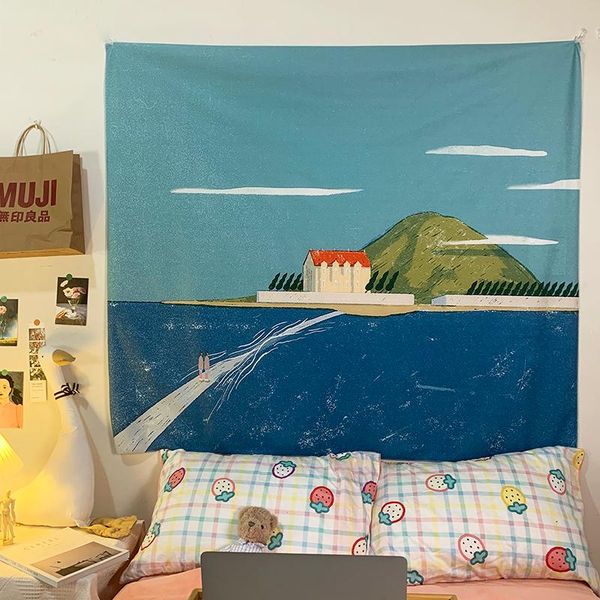 

tapestries nordic tapestry sea wall hanging background bedroom dorm room wallcovering tapisserie mural korean home decoration ed50gt