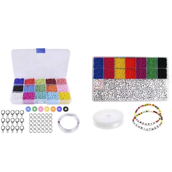 

other 9000 pcs colorful beads 3mm glass & 5000pcs rice a-z 26 letter diy square beaded